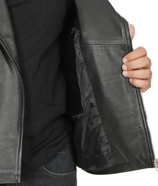 Asymmetrical Biker lambskin Leather Jacket for Motorcycle Mens