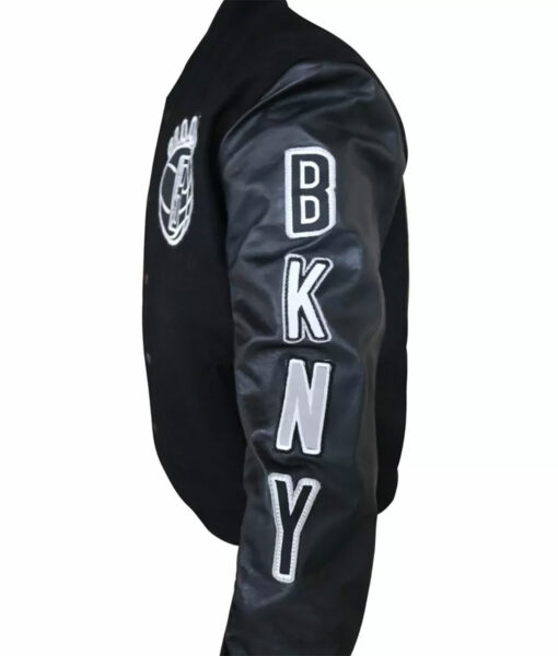 Brooklyn Nets Bomber Black Jacket-3