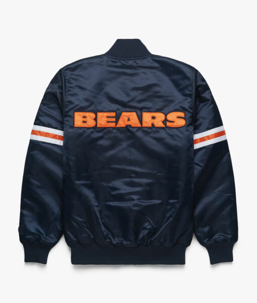 Chicago Bears NFL Navy Blue Satin Bomber Jacket