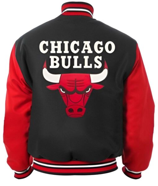 Men Chicago Bulls Red and Black Varsity Jacket