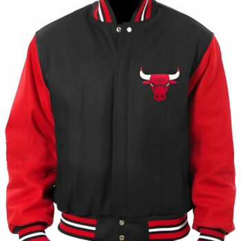 Men Chicago Bulls Red and Black Varsity Bomber Jacket-1