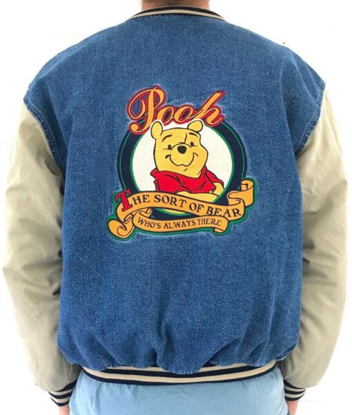 Winnie The Pooh Denim Varsity Letterman Jacket