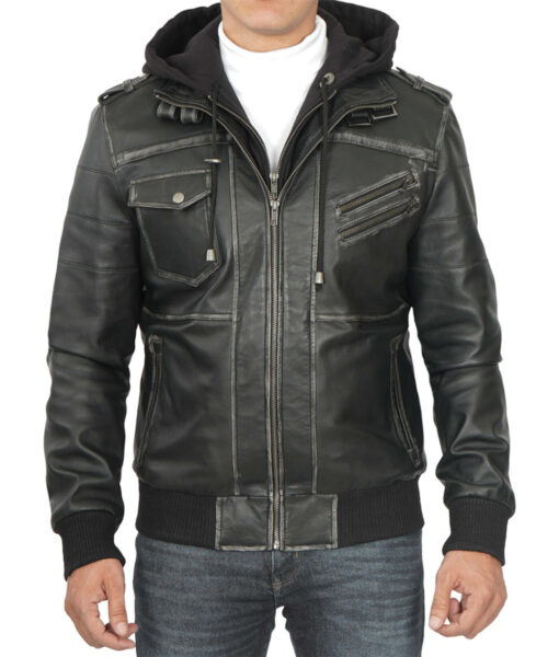 Bomber Jacket with Removable Hood