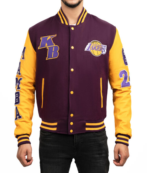 Men’s Kobe Bryant Mamba Los Angeles Lakers Lettermen Jacket4
