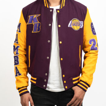 Men’s Kobe Bryant Mamba Los Angeles Lakers Lettermen Jacket7