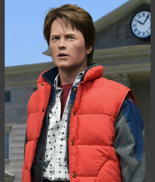 Michael J. Fox Back to the Future Marty Mcfly Red Vest