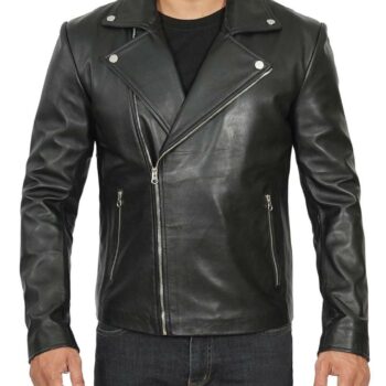 Black Asymmetrical Biker lambskin Leather Jacket