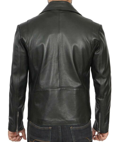 Asymmetrical Biker Leather Jacket for Motorcycle Mens