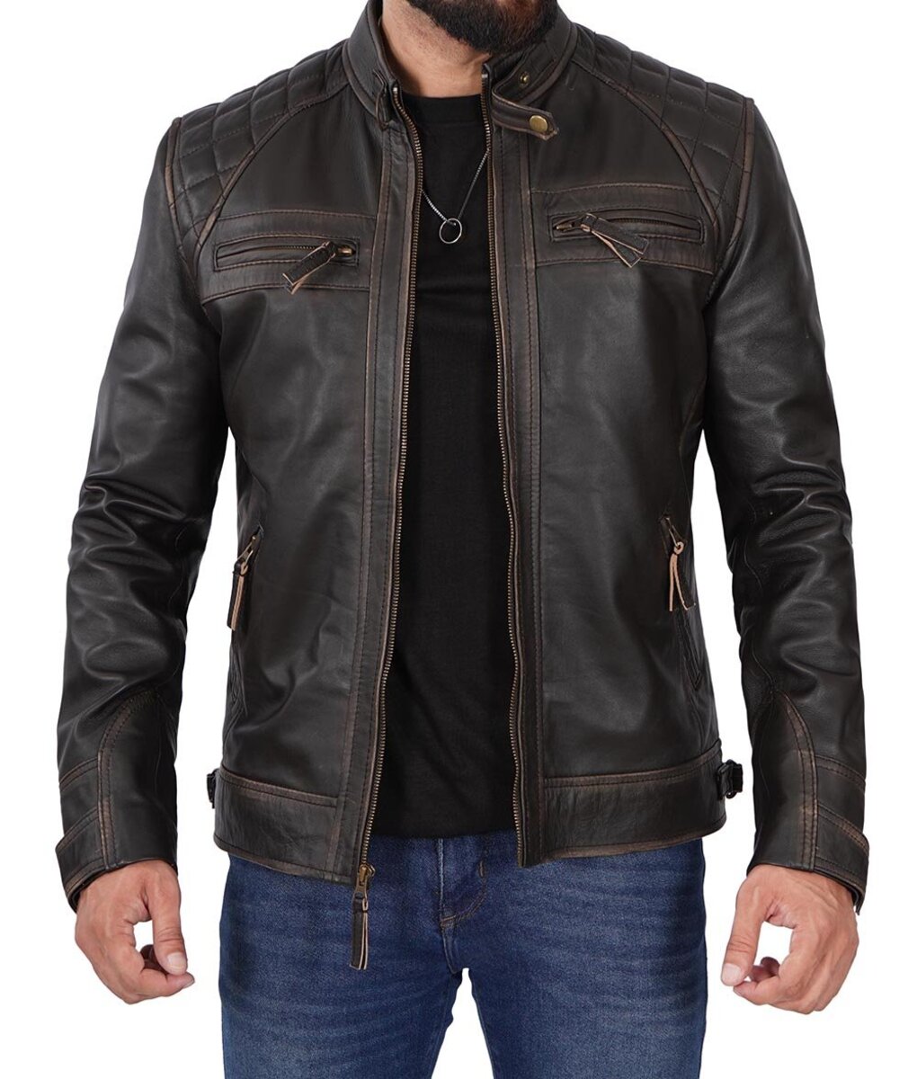 Mens Ruboff biker leather jacket
