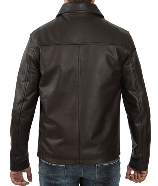 Brown Harrington Cowhide Leather Jacket