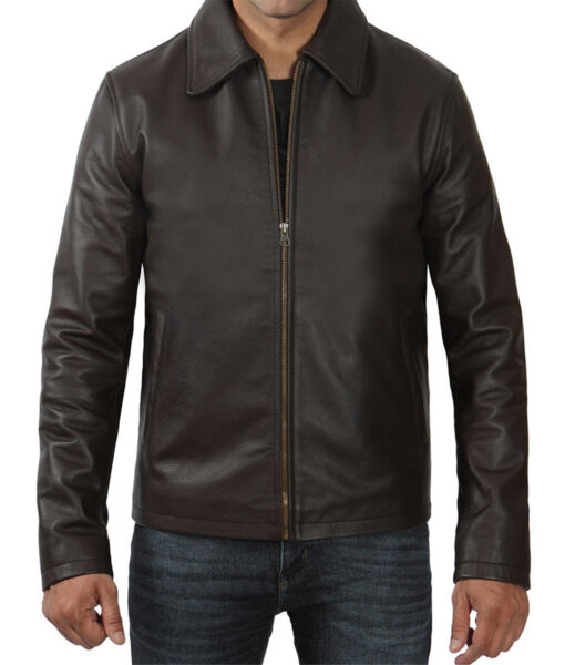 Dark Brown Harrington Leather Jacket