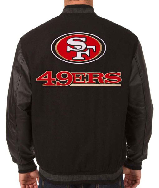 Men’s Black 49ers Reversible Varsity Jacket
