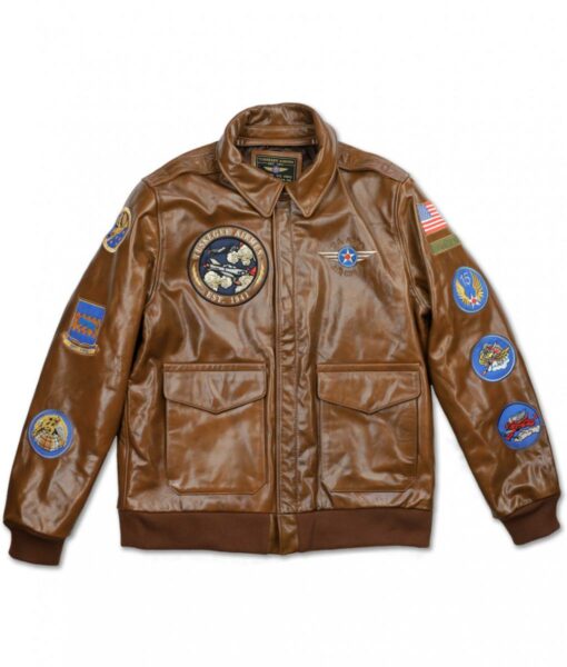 Tuskegee Airmen Brown Leather Bomber Jacket1