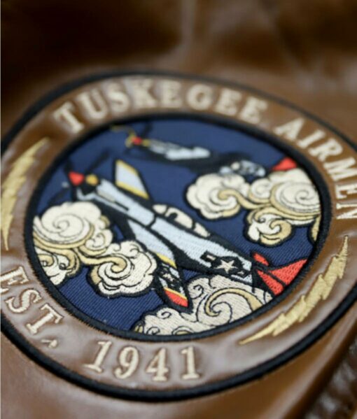 Tuskegee Airmen Brown Leather Bomber Jacket4