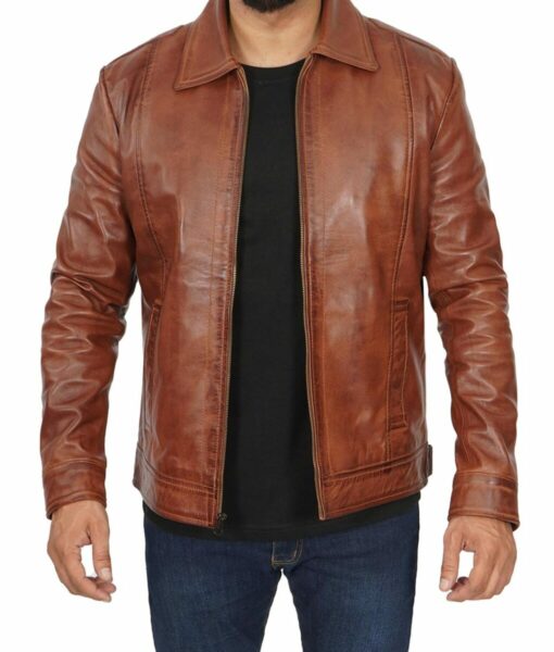 Harrington Vintage Brown Leather Jacket