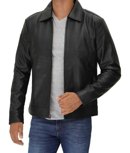 Reeves Vintage Men’s Black Jacket With Shirt Collar Style