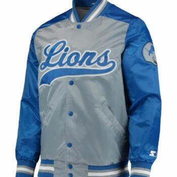Starter Detroit Lions the Tradition II Full-Snap Varsity Satin Jacket