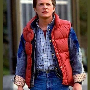 Michael J. Fox Back to the Future Marty Mcfly Puffer Red Vest
