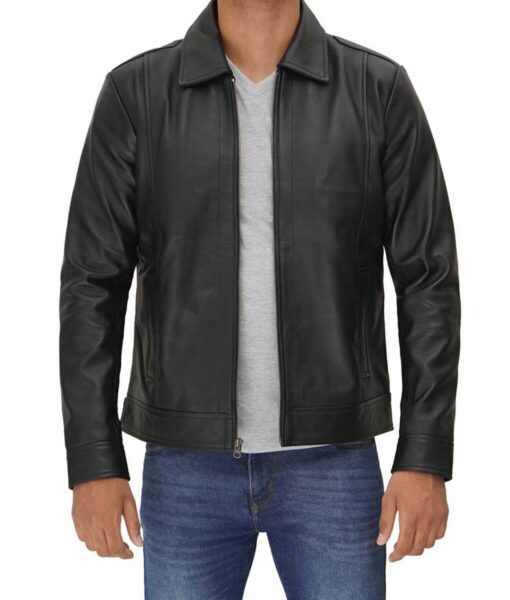 Reeves Vintage Men’s Black Lambskin Leather Jacket