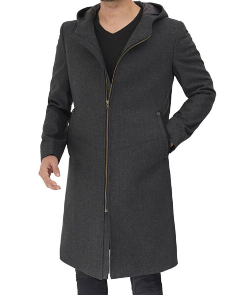 Barry Mens Modern Fit Grey Hooded Coat
