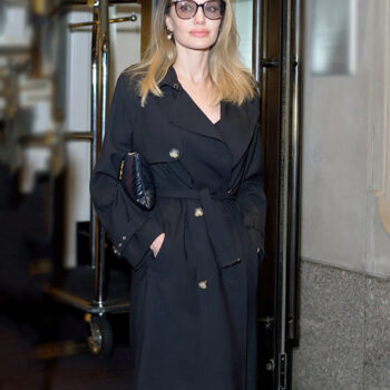 Angelina Jolie Out in New York Black Trench Coat3