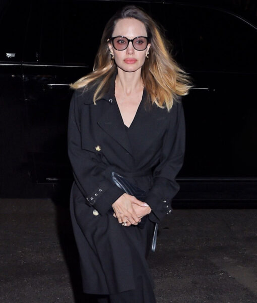 Angelina Jolie Out in New York Black Trench Coat5