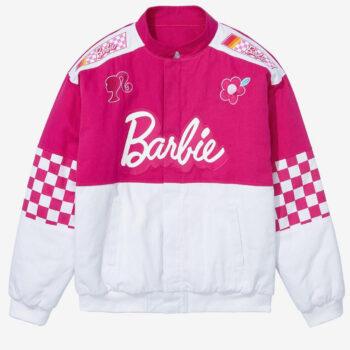 Barbie White and Pink Checkered Racing Jacket