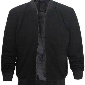 Vintage Adamsville Men's Black Suede Leather Bomber Jacket