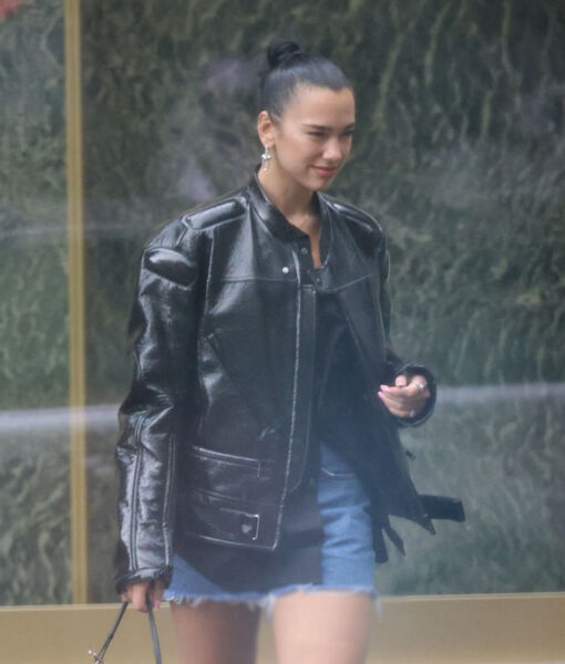 Dua Lipa Out Shopping in London Leather Jacket