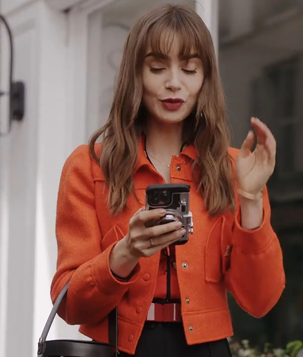 Lily Collins Emily in Paris S03 Emily Cooper Orange Jacket