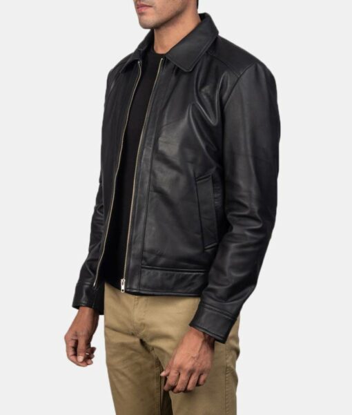 Shirt Collar Style Inferno Black Leather Jacket