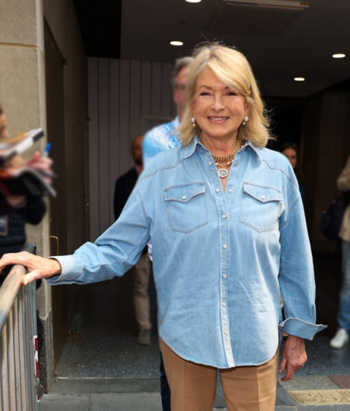 Call Her Out for Being Out of Touch Martha Stewart's Sky-blue Shirt Jacket