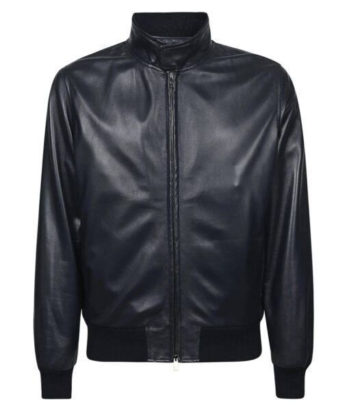 Black Leather Bomber jacket
