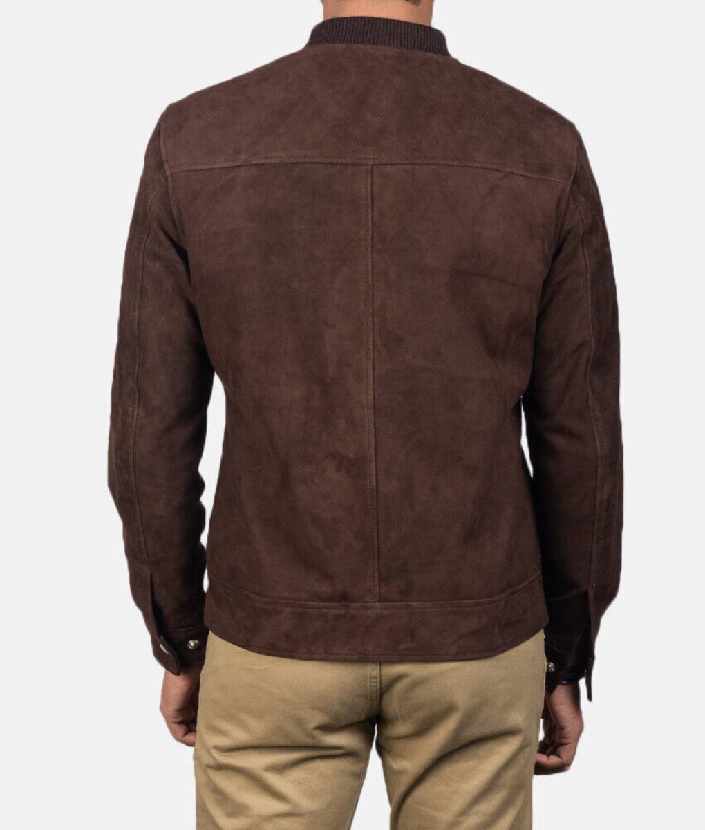 Mens Suede Leather Bomber Jacket