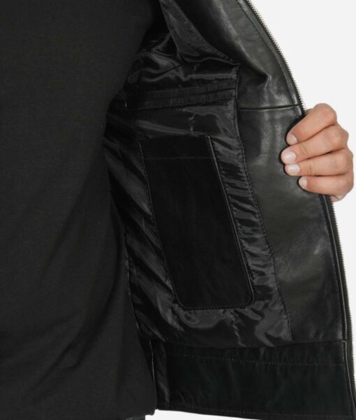 Leather Jacket With Padded Shoulder