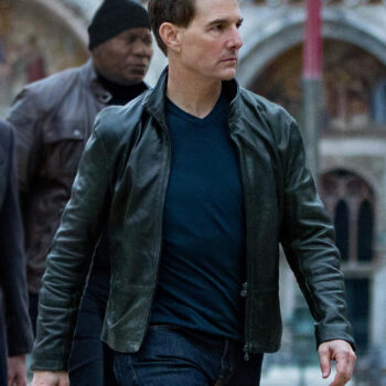 Ethan Hunt Mission Impossible 7 Tom Cruise Black Leather Jacket