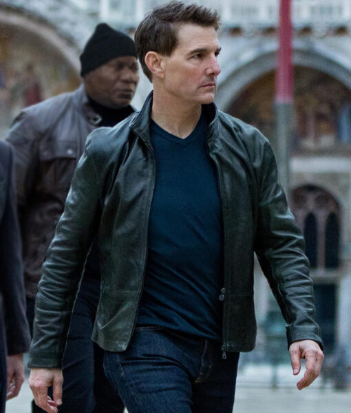 Ethan Hunt Mission Impossible 7 Tom Cruise Black Leather Jacket