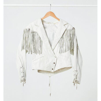 Sharon White Fringe Leather Jacket