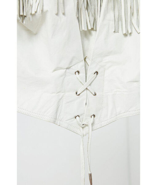 White Fringe Leather Jacket