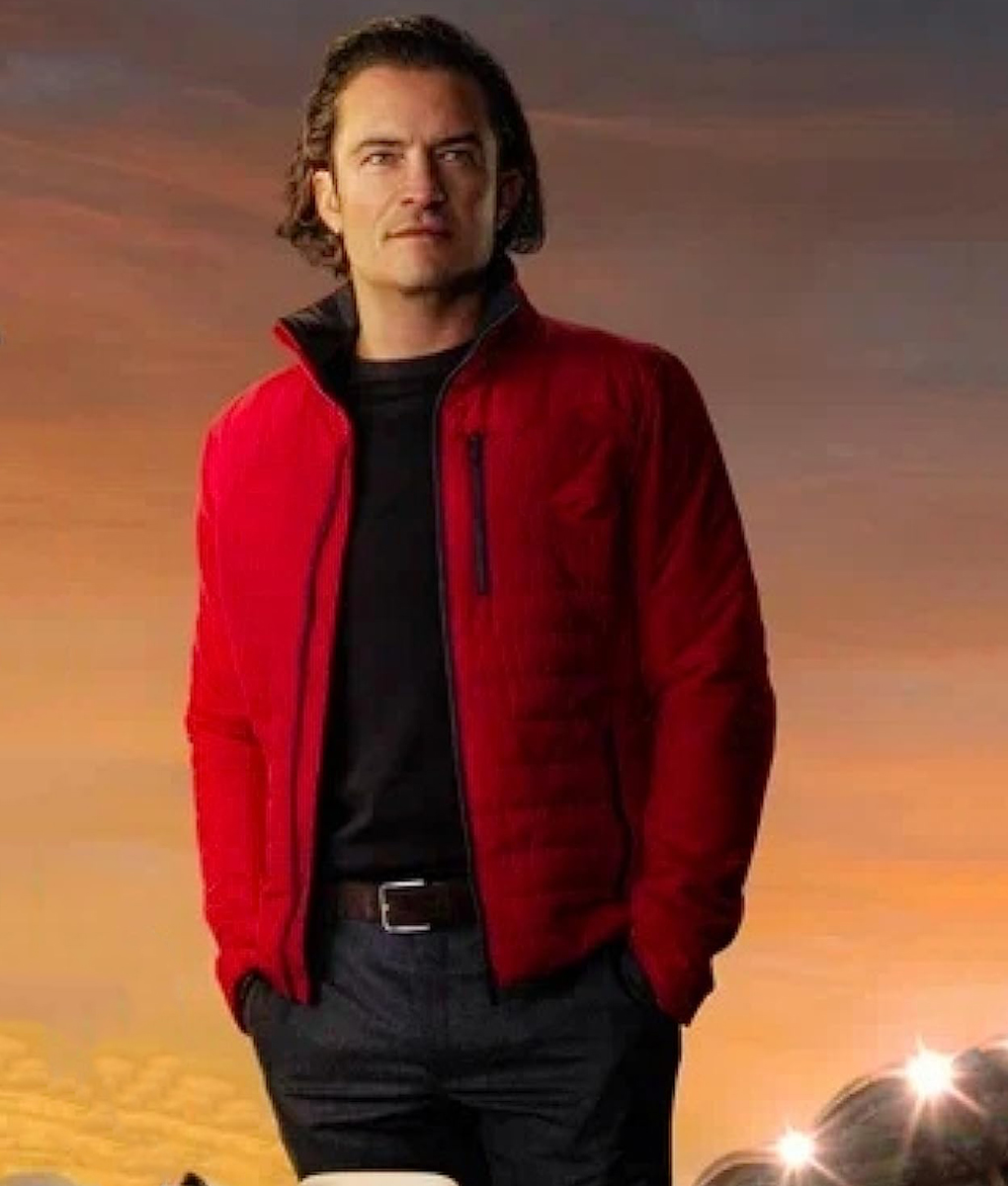 Orlando Bloom Red Puffer Jacket
