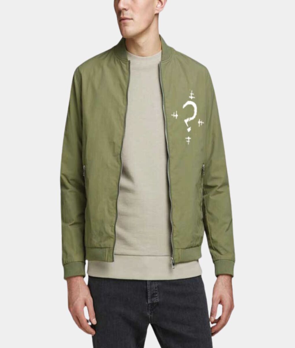 Riddler-Green-Cotton-Bomber-Jacket-Front-View