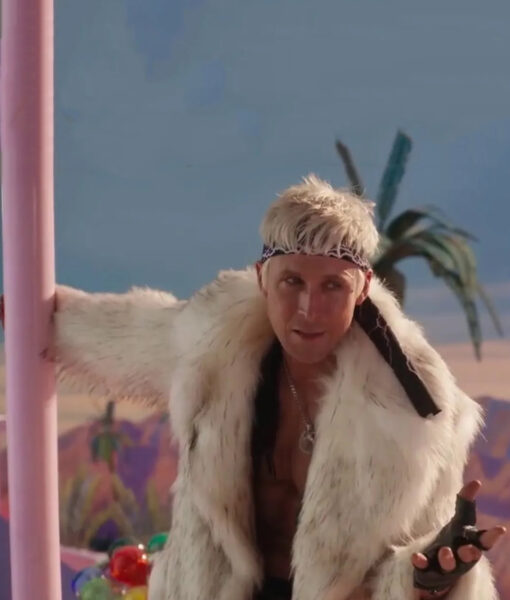 Barbie Ryan Gosling Ken White Fur Coat2