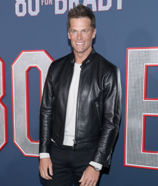 80 for Brady Premiere Screening Tom Brady Black Leather Jacket
