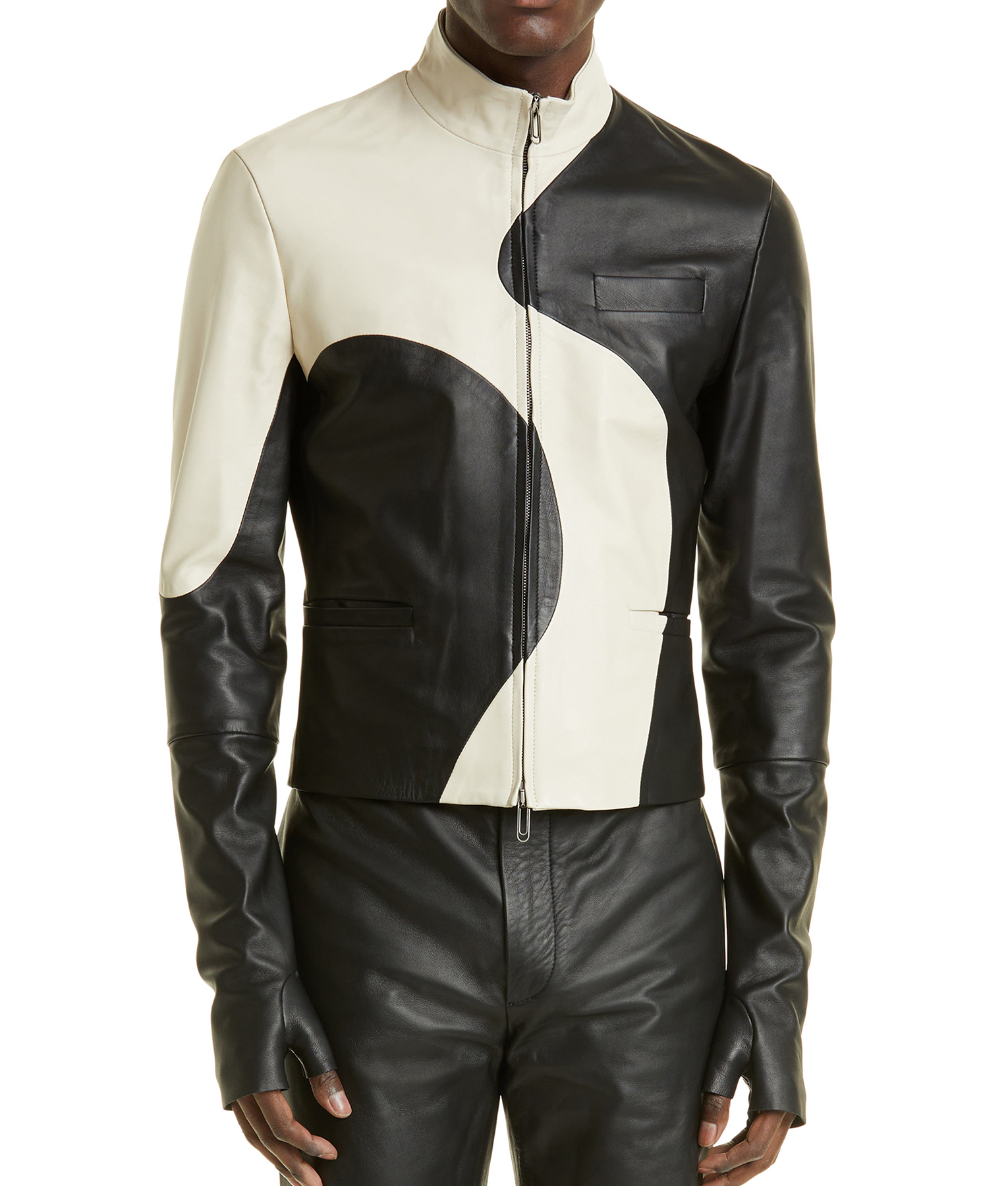Usher Black and white Leather Jacket6