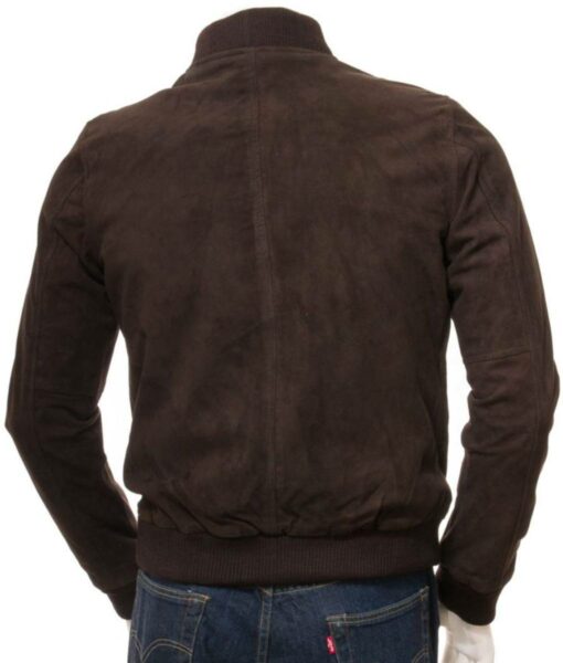 Mens Brown Suede Leather Bomber Jacket