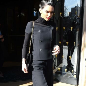 Four Seasons Hotel George V in Paris Kendall Jenner Black Leather Jacket