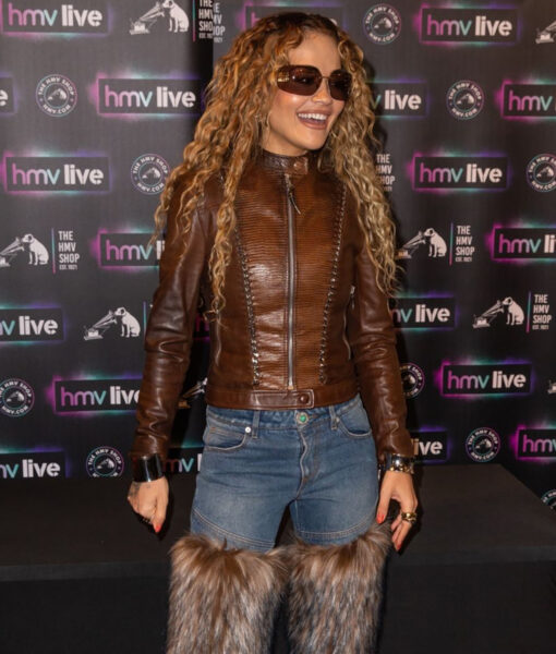 Signing Event for Her New Album” You & I” in London Rita Ora Leather Jacket