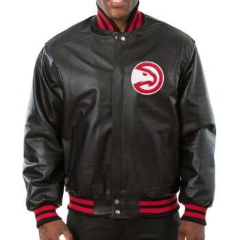 Atlanta Hawks Varsity Black Leather Jacket
