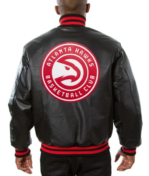 Atlanta Hawks Bomber Black Leather Jacket