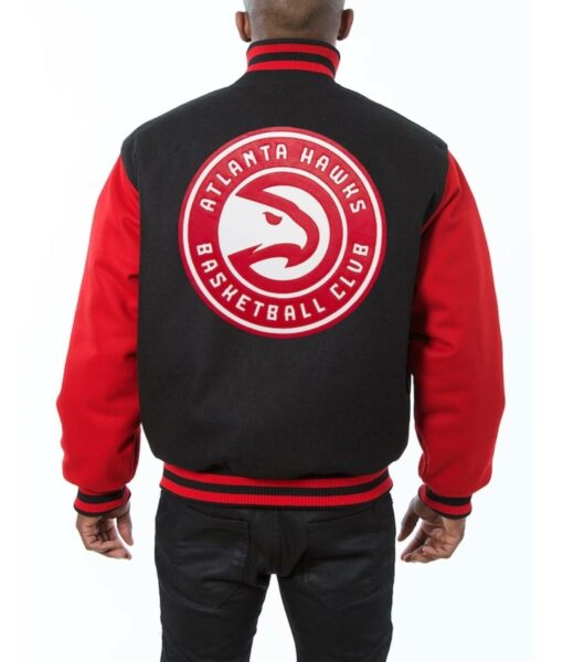 Atlanta Hawks Varsity Red and Black Full-Snap Jacket